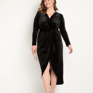 Eloquii Black Velvet Midi Dress